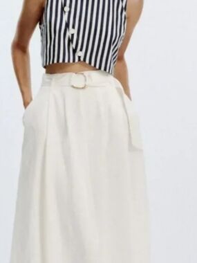 Zara Cream Maxi Skirt with Belt